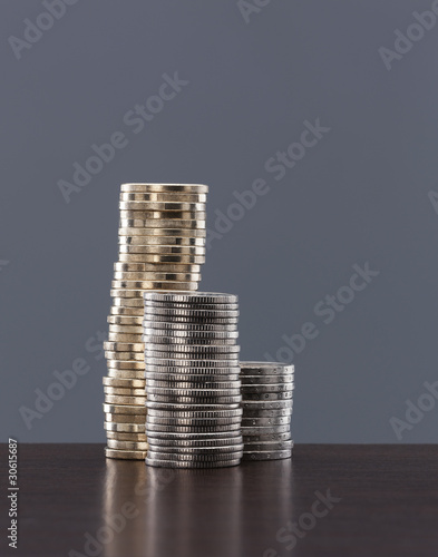 Photo: Various stacks of coins Various stacks of coins