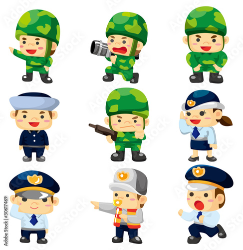 police hat icon. cartoon police and soldier