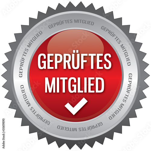 Vector: Button - Geprüftes Mitglied - rot Button - Geprüftes Mitglied - rot