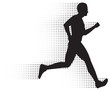 Vector: Vector Running Man Silhouette & Halftone Trail. No Gradients. Vector Running Man Silhouette & Halftone Trail. No Gradients.