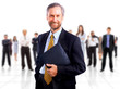 business man and his team isolated over a white