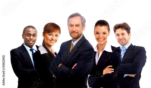 Photo: Business team and a leader - Mature business man with Business team and a leader - Mature business man with