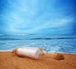 Message in the bottle. Ocean, beach, summer, tourism