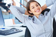 Young executive relaxing in office