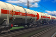 Freight train with gasoline tanker cars Freight train with gasoline tanker cars