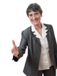 mature businesswoman handshake isolated on white