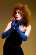 woman mime with theatrical makeup singing