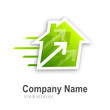 logo house with arrows, traces (green)