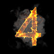 Burning and flame font 4 numeral