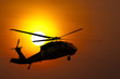Helicopter landing at sunset Helicopter landing at sunset