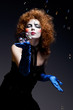 woman mime with soap bubbles.