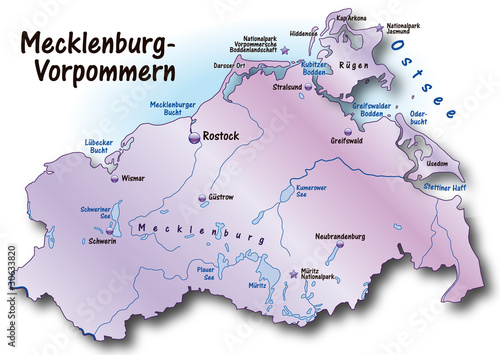 Vektor: Mecklenburg-Vorpommern Übersicht flieder Mecklenburg-Vorpommern Übersicht flieder