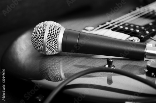 Photo: guitar and microphone guitar and microphone