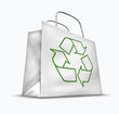 White bag with the recycle symbol isolated on white