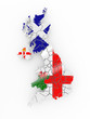 Map of Great Britaine in national flag colors