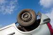 car turned upside-down, detail
