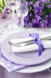 Table setting in purple color
