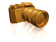 golden camera isolated over white