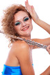 Portrait of a woman playing flute Portrait of a woman playing flute