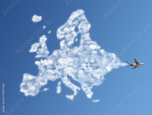 Illustration: Travel the world clouds concept: Europe Travel the world clouds concept: Europe
