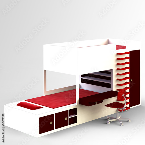Illustration: modernes hochbett mit stauraum modernes hochbett mit stauraum