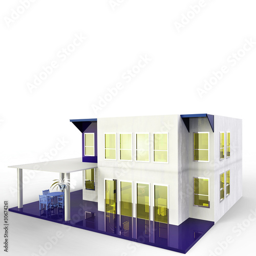 Illustration: haus modern - blau haus modern - blau