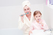 Brushing teeth together