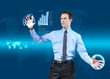 Businessman navigating holographic virtual interface