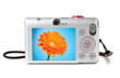 Digital camera with flower on display