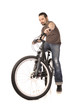 bicyclist on white.