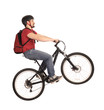 bicyclist on white.