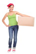 Moving day woman isolated