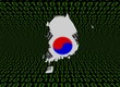 Pixelated South Korea map flag with binary illustration Pixelated South Korea map flag with binary illustration