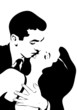 croquis noir et blanc couple homme et femme enlacé amoureux