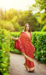 young beautiful brunette in the indian national dress