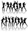 Beautiful women dancing silhouettes