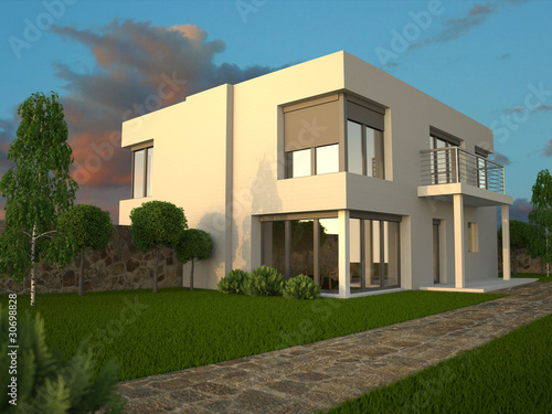 Illustration: Haus mit Garten Haus mit Garten