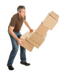 Photo: Delivery man with falling stack of boxes Delivery man with falling stack of boxes