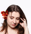 Portrait of the beauty young brunette girl