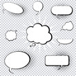 A collection of comic style speech and thought bubbles