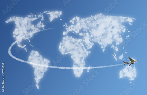 Illustration: Travel the world clouds concept Travel the world clouds concept