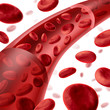 Blood cells flowing through veins and artery