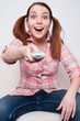 woman swapping the TV channels woman swapping the TV channels