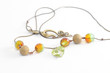 gold necklace and  green Crystal beads