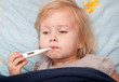 a sick girl is measuring the temperature a sick girl is measuring the temperature