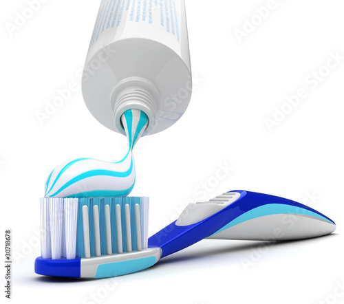 Illustration: Squeezing toothpaste onto toothbrush Squeezing toothpaste onto toothbrush