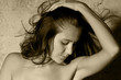 Woman with fluttering hair