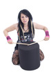 Rock chick hitting the beat
