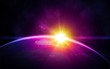 Planet earth with sunrise in space Planet earth with sunrise in space