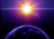 Planet earth with sunrise in space Planet earth with sunrise in space